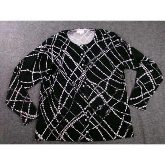Charter Club Cardigan Womens 2X Black Pearl Chain Capsule Office Casual Layering - Picture 2 of 10